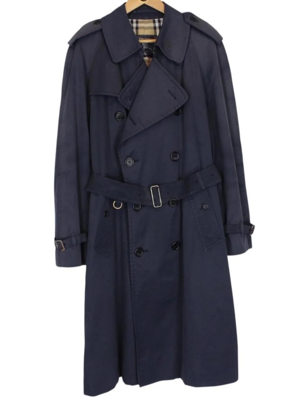 Burberry Navy Double-Breasted Trench Coat with Belt